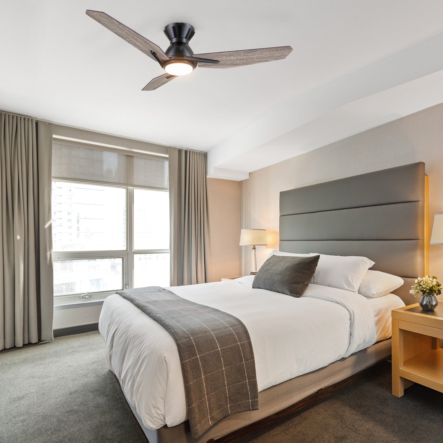 Calen 44 Inch 3-Blade Smart Ceiling Fan - Black