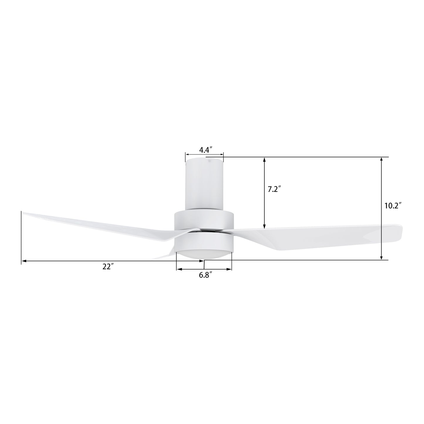 Porter 44 Inch 3-Blade Smart Ceiling Fan - White