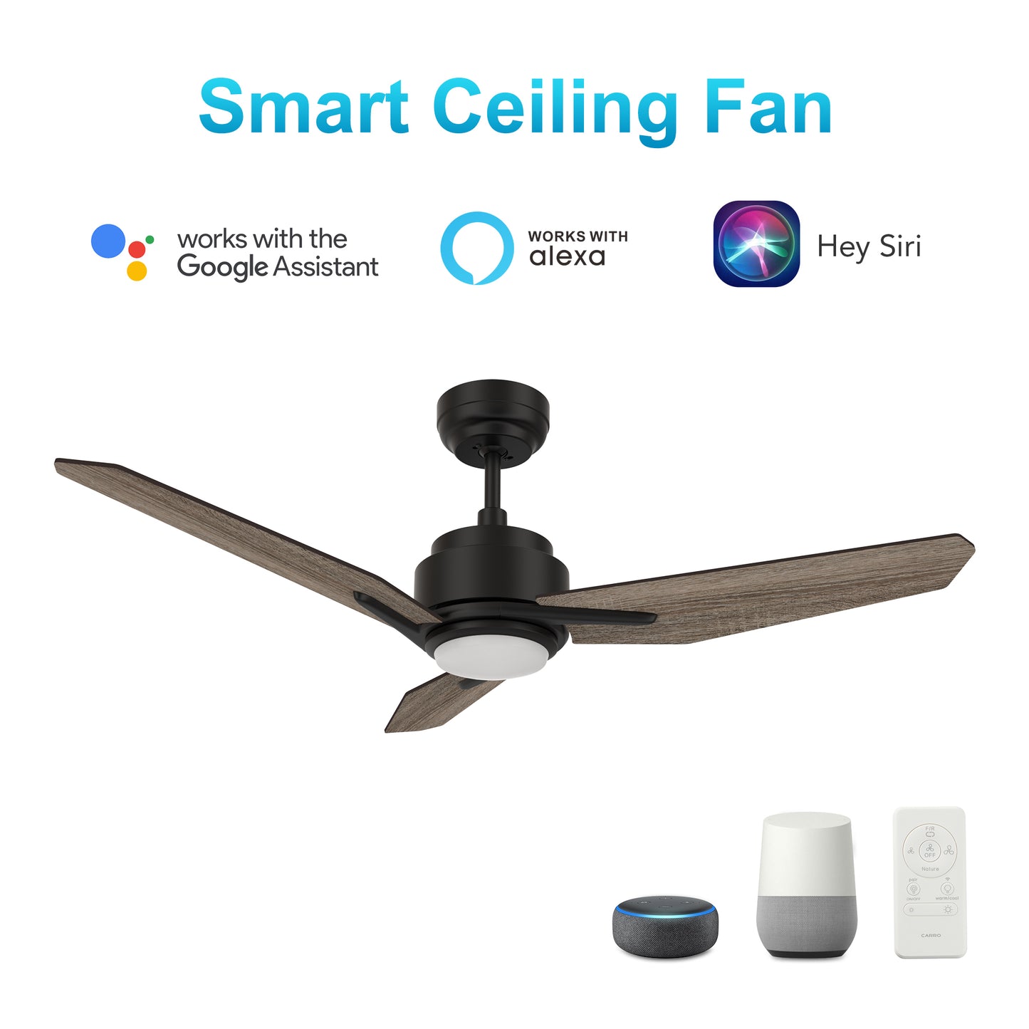 Tracer 48 Inch 3-Blade Smart Ceiling Fan - Black