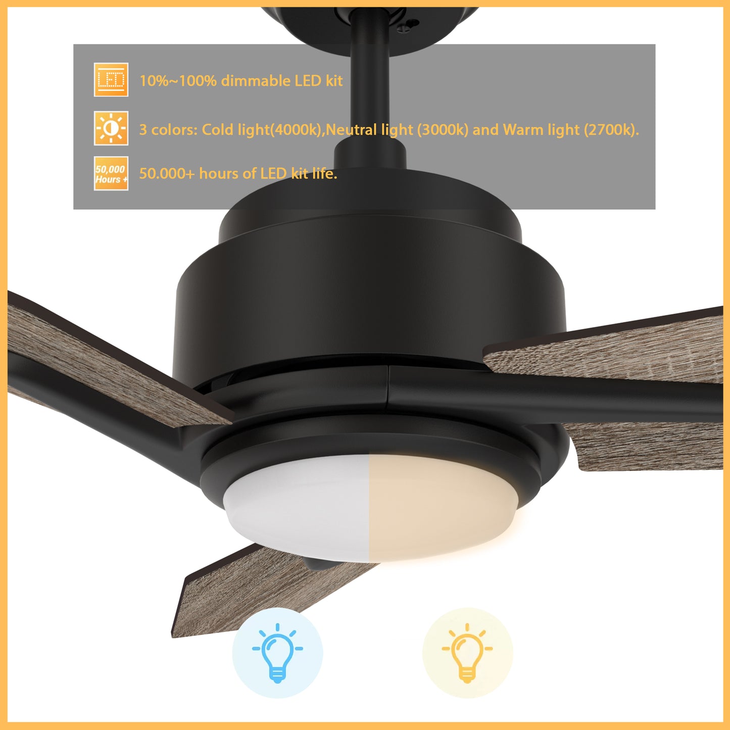 Tracer 48 Inch 3-Blade Smart Ceiling Fan - Black