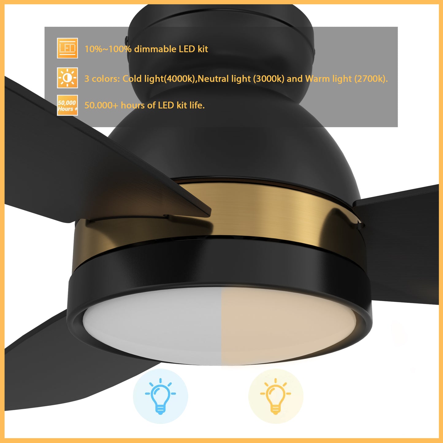 Fremont 48 Inch 3-Blade Smart Ceiling Fan - Black