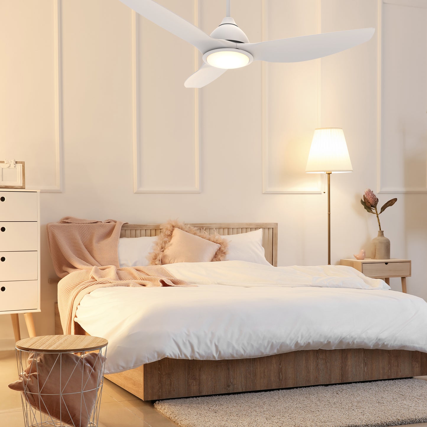 Cranston 52 Inch 3-Blade Smart Ceiling Fan - White