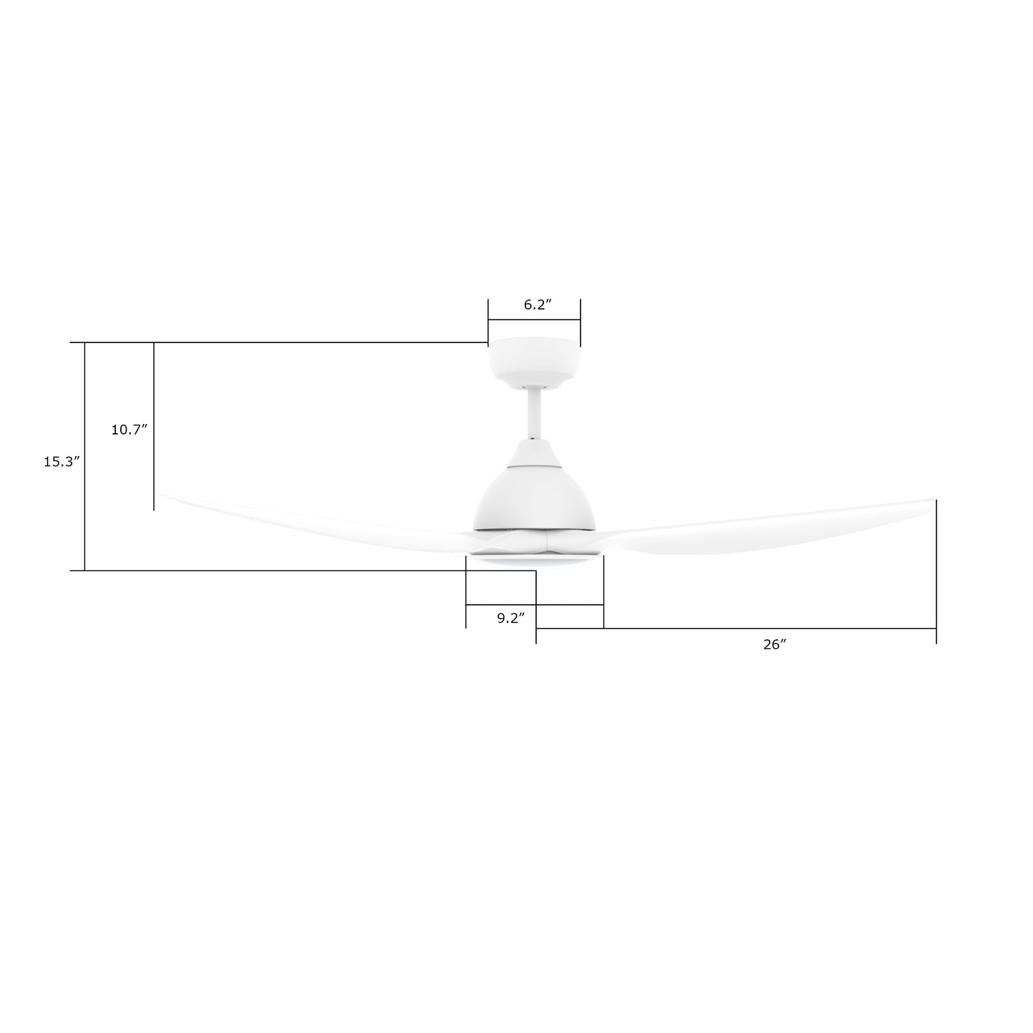 Cranston 52 Inch 3-Blade Smart Ceiling Fan - White