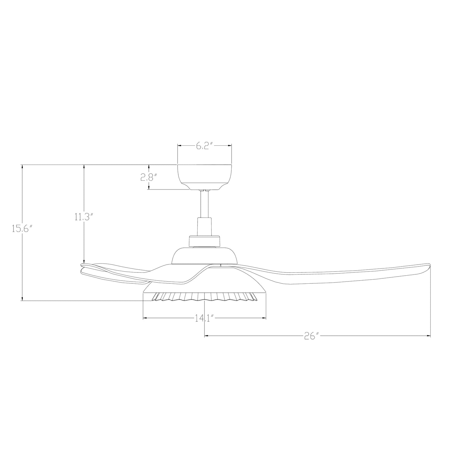 Daffodil 52 Inch 3-Blade Smart Ceiling Fan - White/White