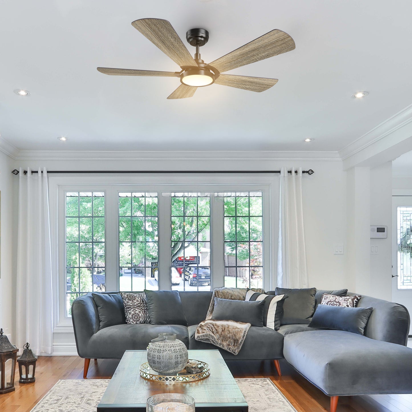 Winston 52 Inch 5-Blade Smart Ceiling Fan - Black/Barnwood