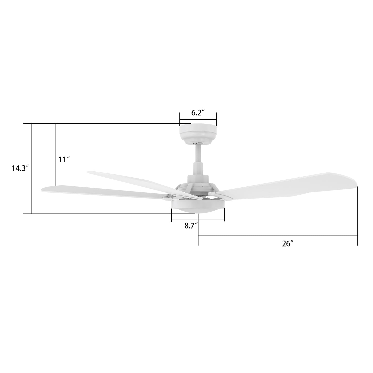 Winston 52 Inch 5-Blade Smart Ceiling Fan - White