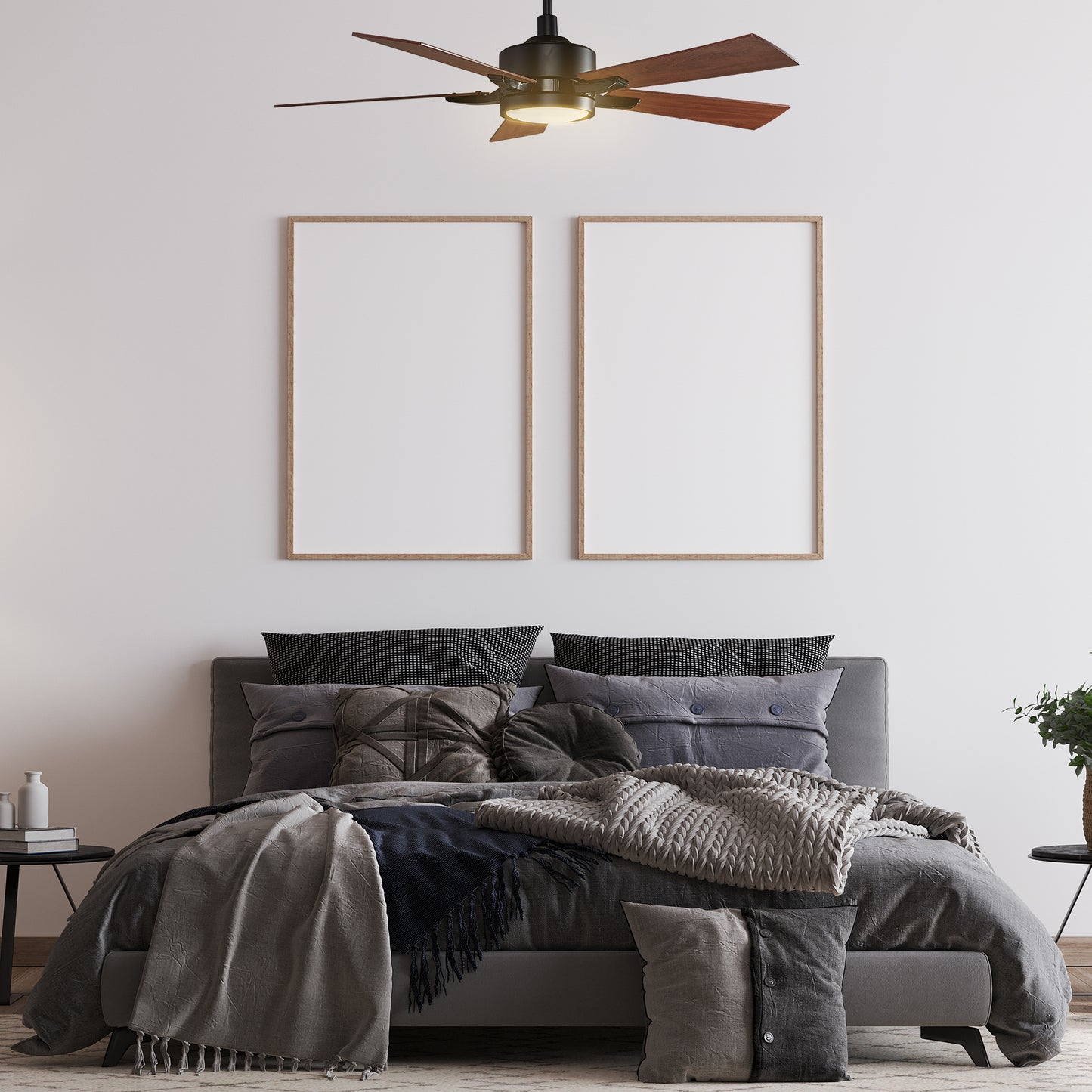 Appleton 52 Inch 5-Blade Smart Ceiling Fan - Black/Wood Grain Pattern
