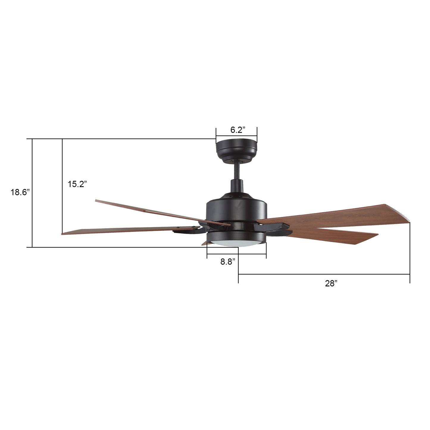 Appleton 52 Inch 5-Blade Smart Ceiling Fan - Black/Wood Grain Pattern