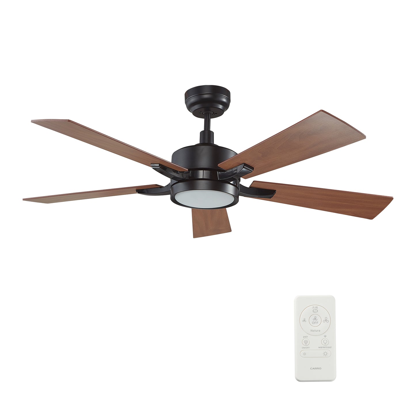 Appleton 52 Inch 5-Blade Smart Ceiling Fan - Black/Wood Grain Pattern