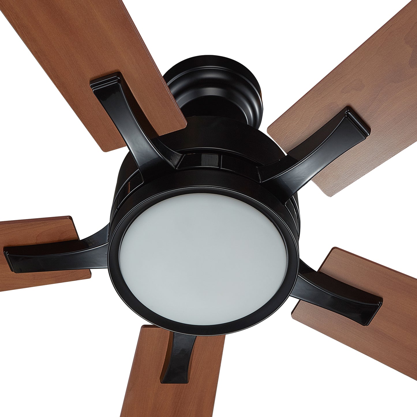 Appleton 52 Inch 5-Blade Smart Ceiling Fan - Black/Wood Grain Pattern