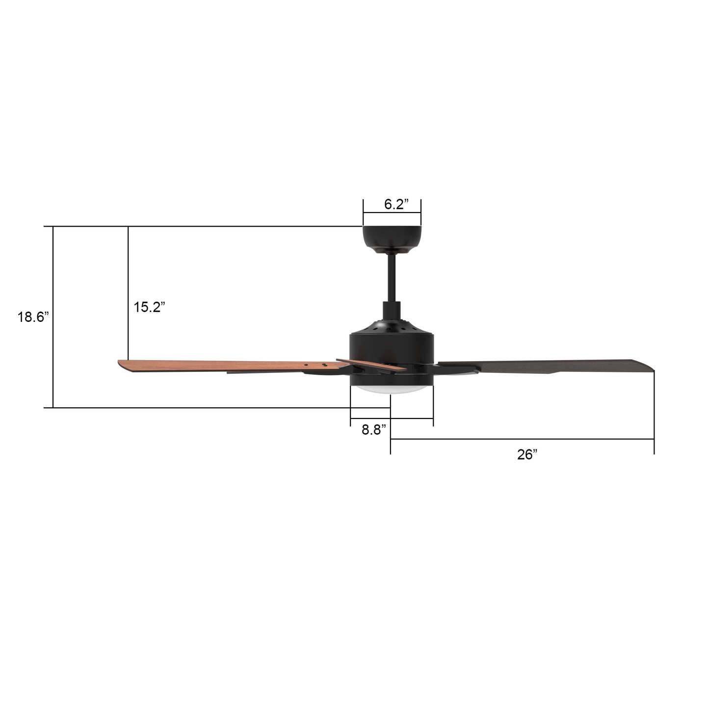 Appleton 52 Inch 5-Blade Smart Ceiling Fan - Black/Wood (Reversible Blade)