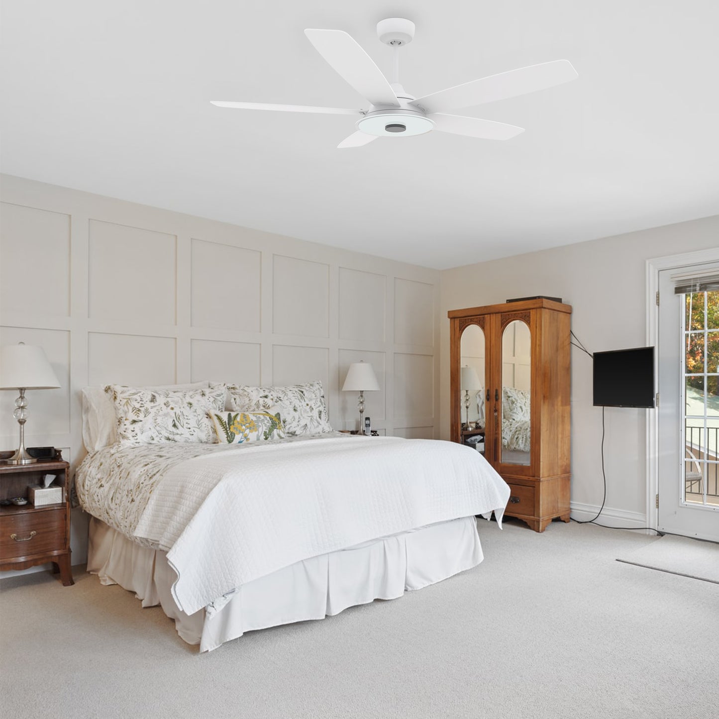 Journey 52 Inch 5-Blade Smart Ceiling Fan - White/White