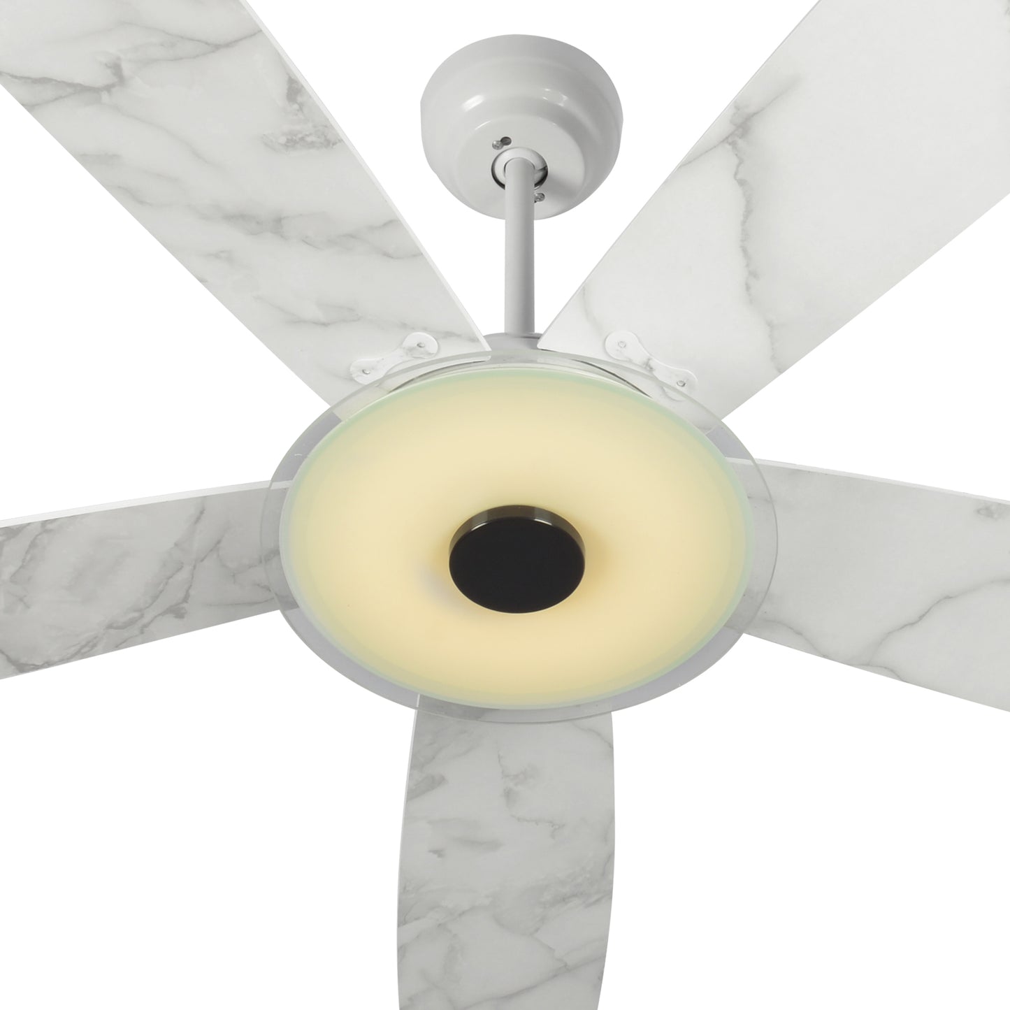 Journey 52-Inch Indoor/Outdoor Smart Ceiling Fan - Brushed Gold/White Marble
