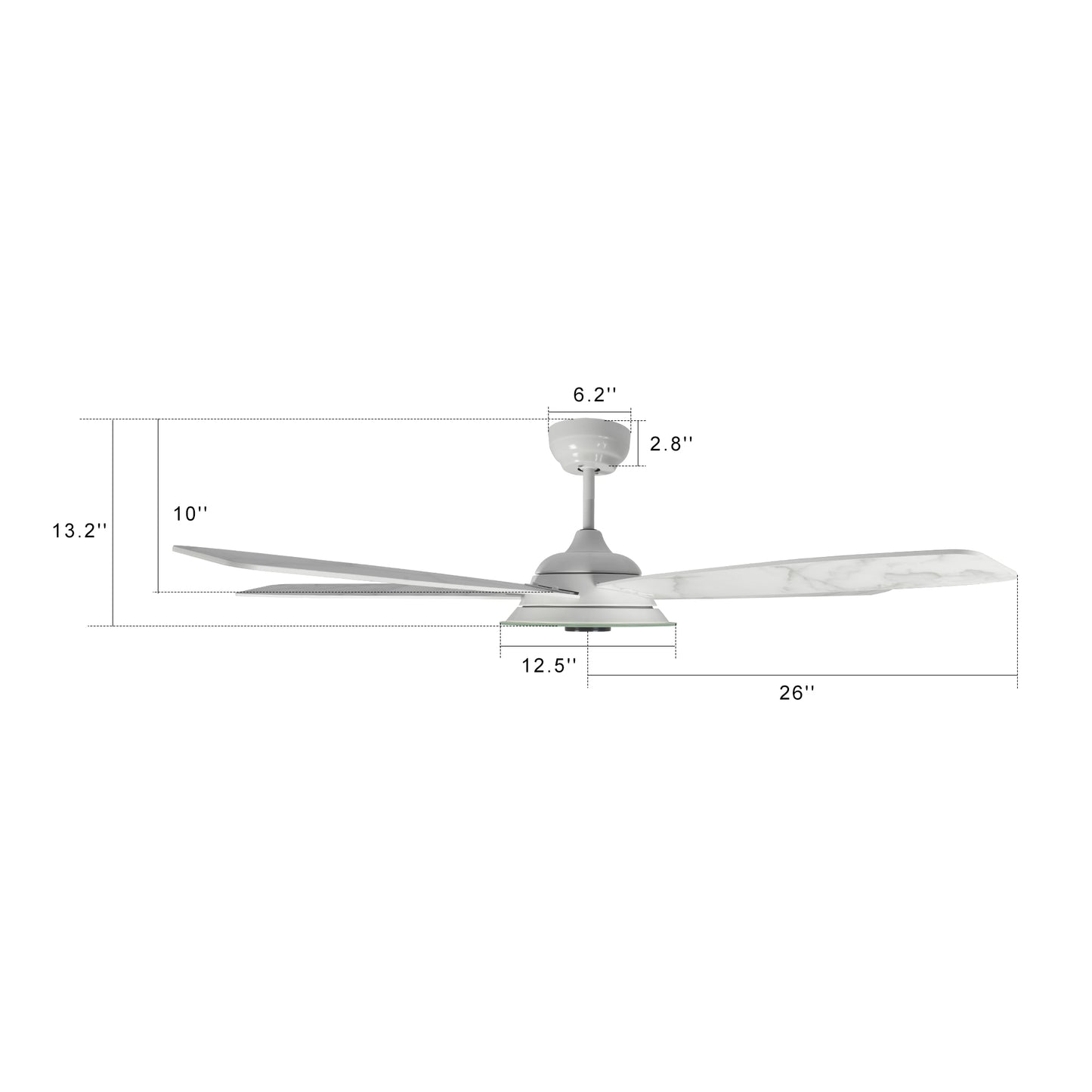 Journey 52-Inch Indoor/Outdoor Smart Ceiling Fan - Brushed Gold/White Marble