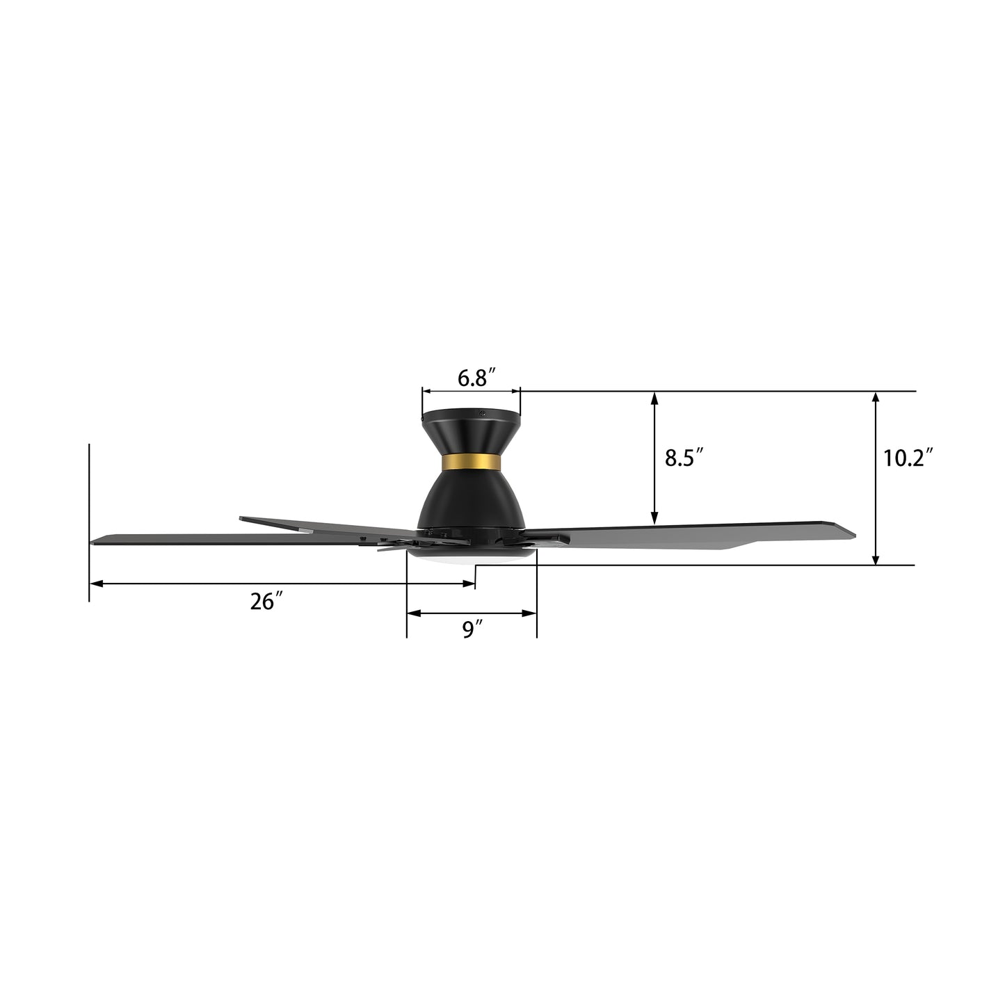 Espear 52 Inch 5-Blade Smart Ceiling Fan - Black