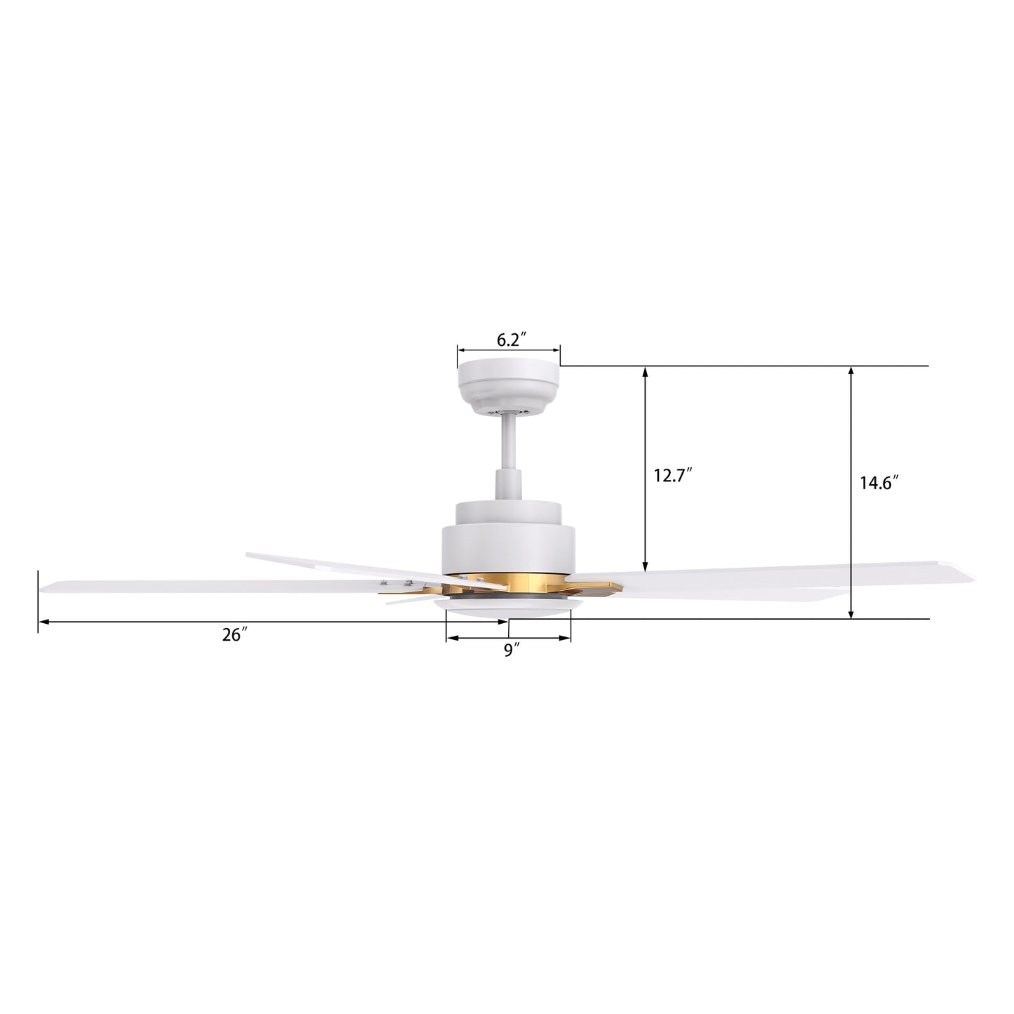 Espear 52 Inch 5-Blade Smart Ceiling Fan - White