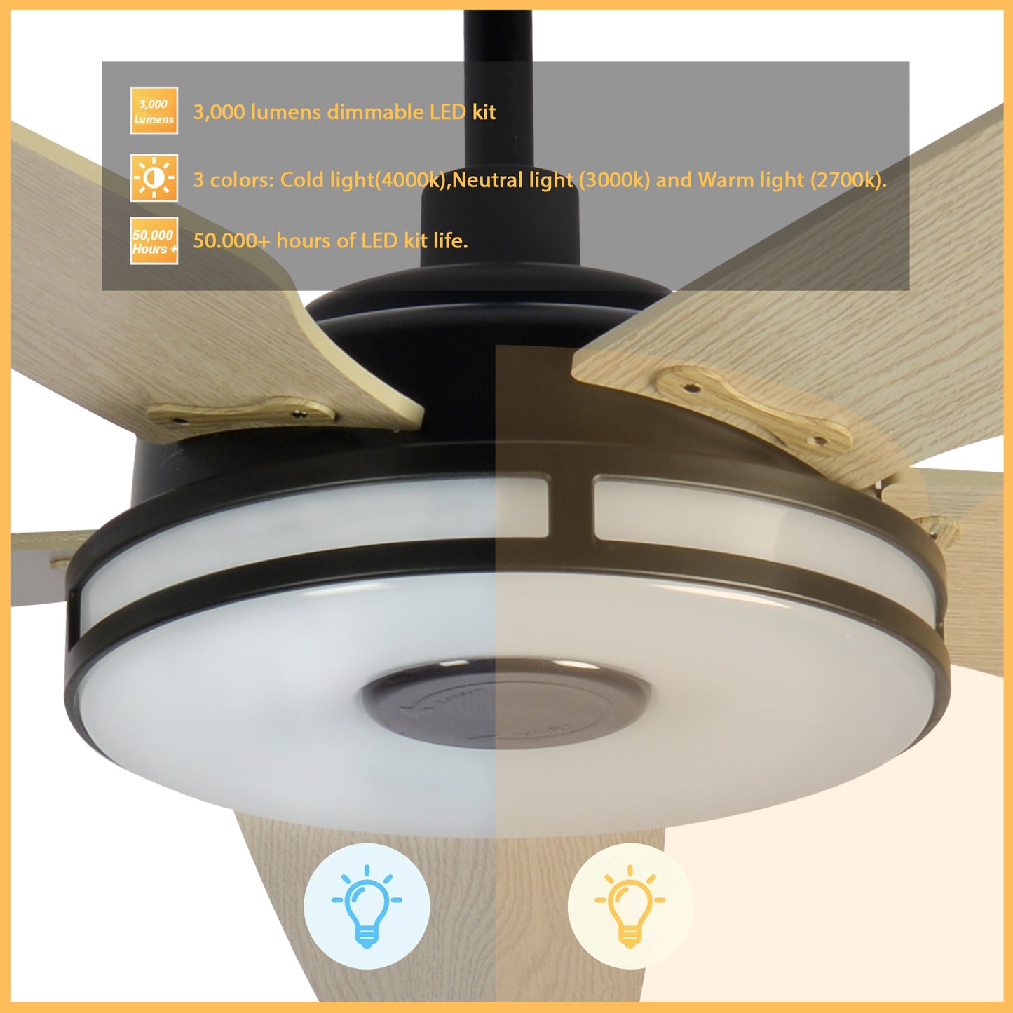 Elira 52-Inch Indoor/Outdoor Smart Ceiling Fan - Matte Black