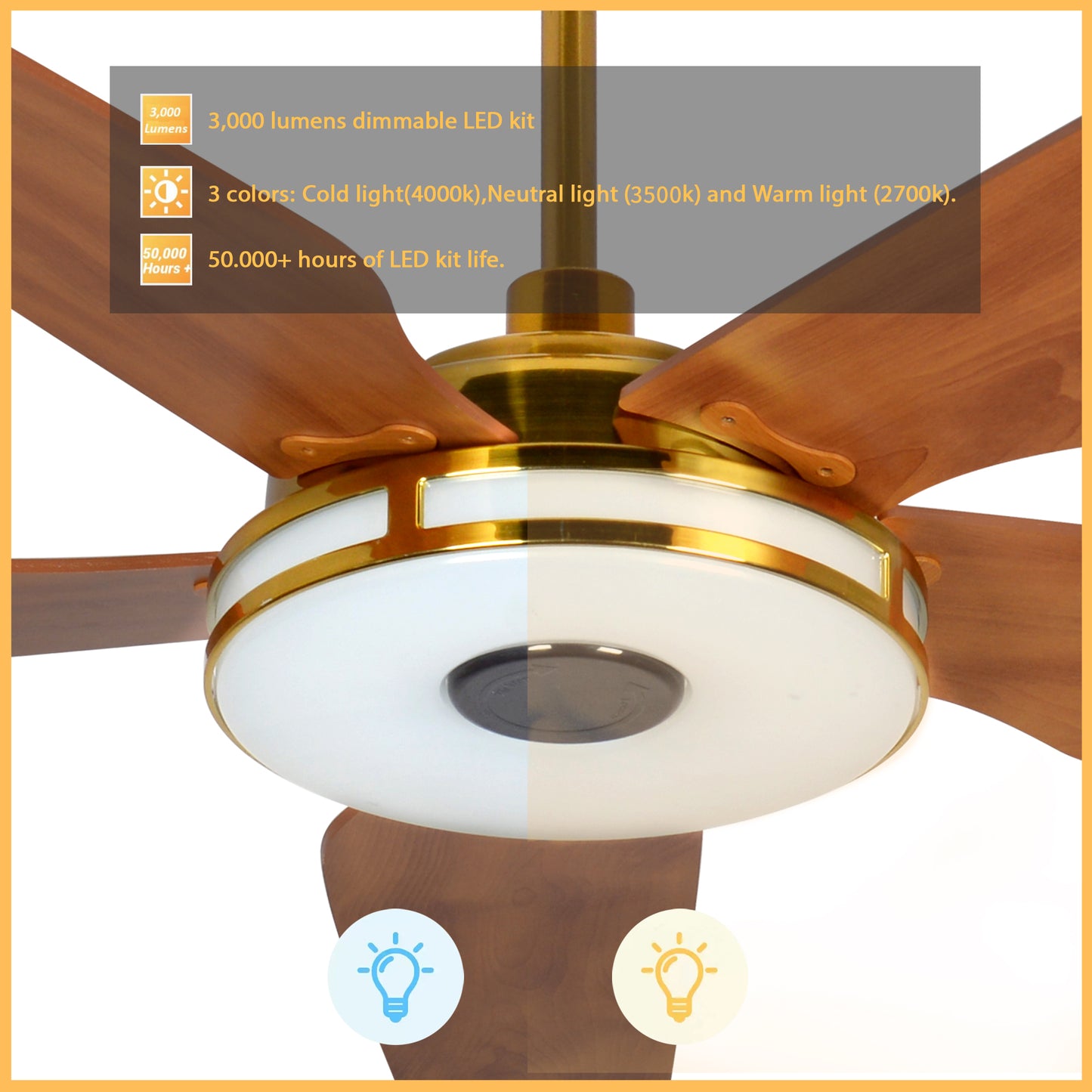 Elira 52-Inch Indoor/Outdoor Smart Ceiling Fan - Frosted Gray