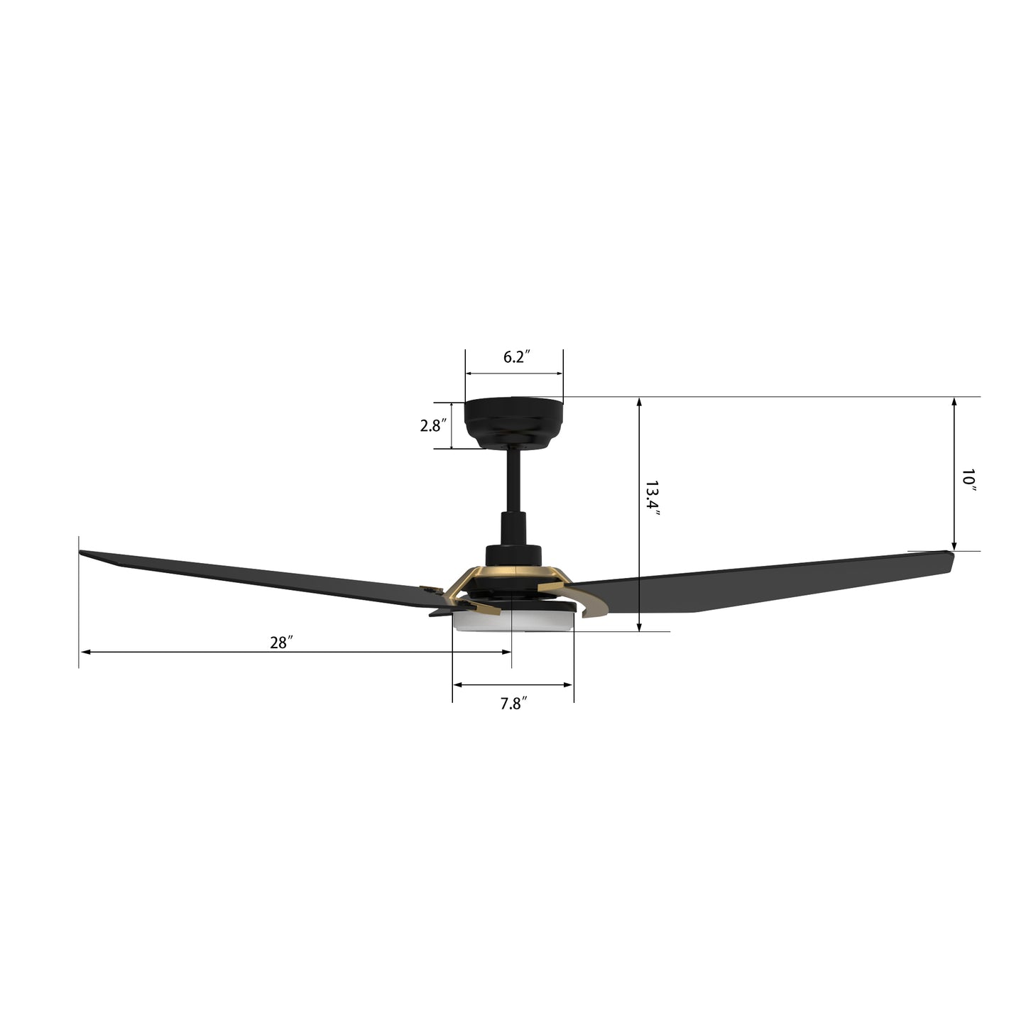 Kaj 56 Inch 3-Blade Smart Ceiling Fan - Black/Black