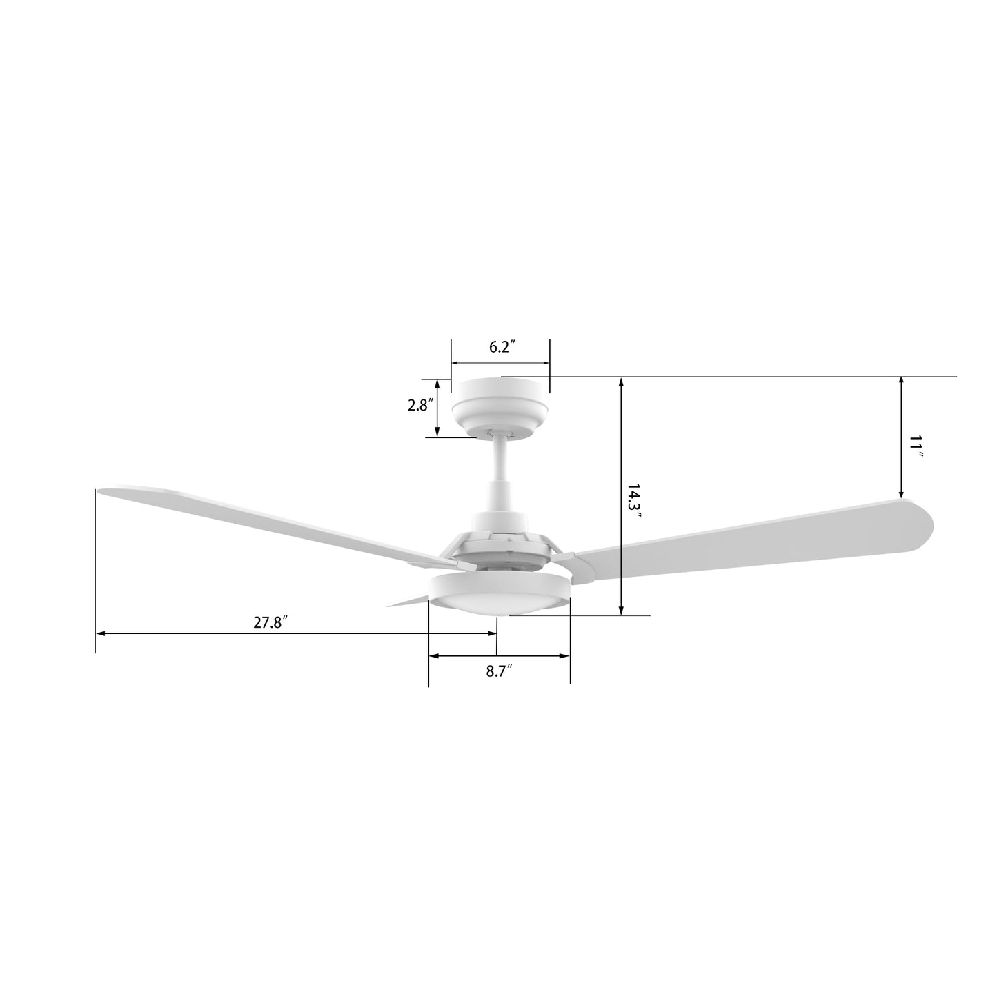 Brisa 56 Inch 3-Blade Smart Ceiling Fan - White/White