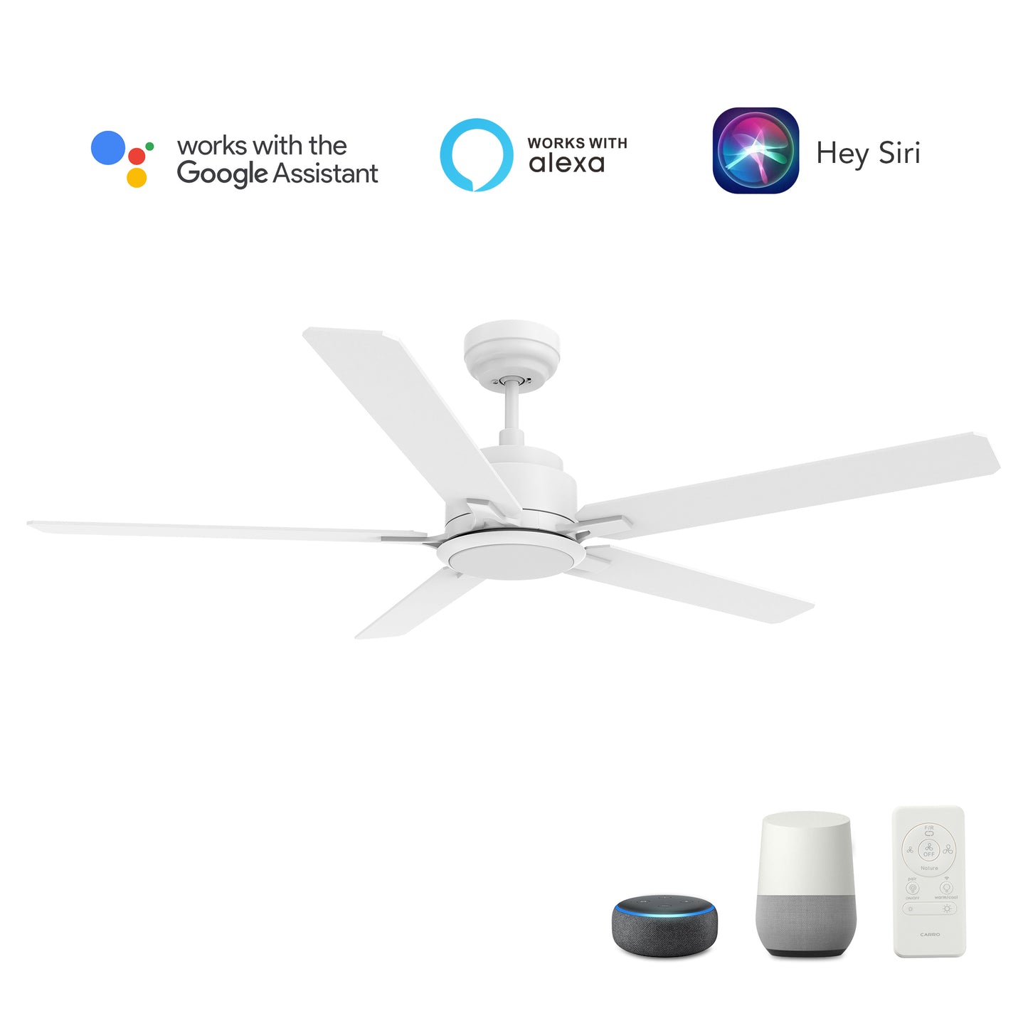 Espear 56 Inch 5-Blade Smart Ceiling Fan - White