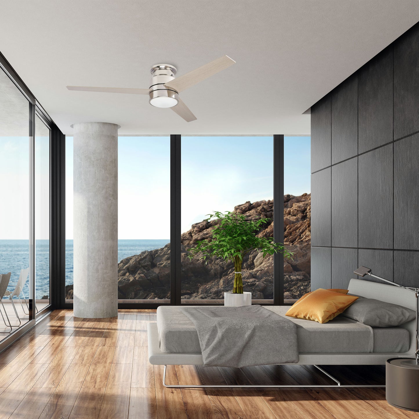 Raiden 52 Inch 3-Blade Smart Ceiling Fan - Silver/Light Wood