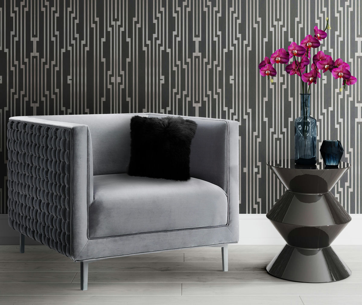 TOV Furniture Sal Grey Woven Chair