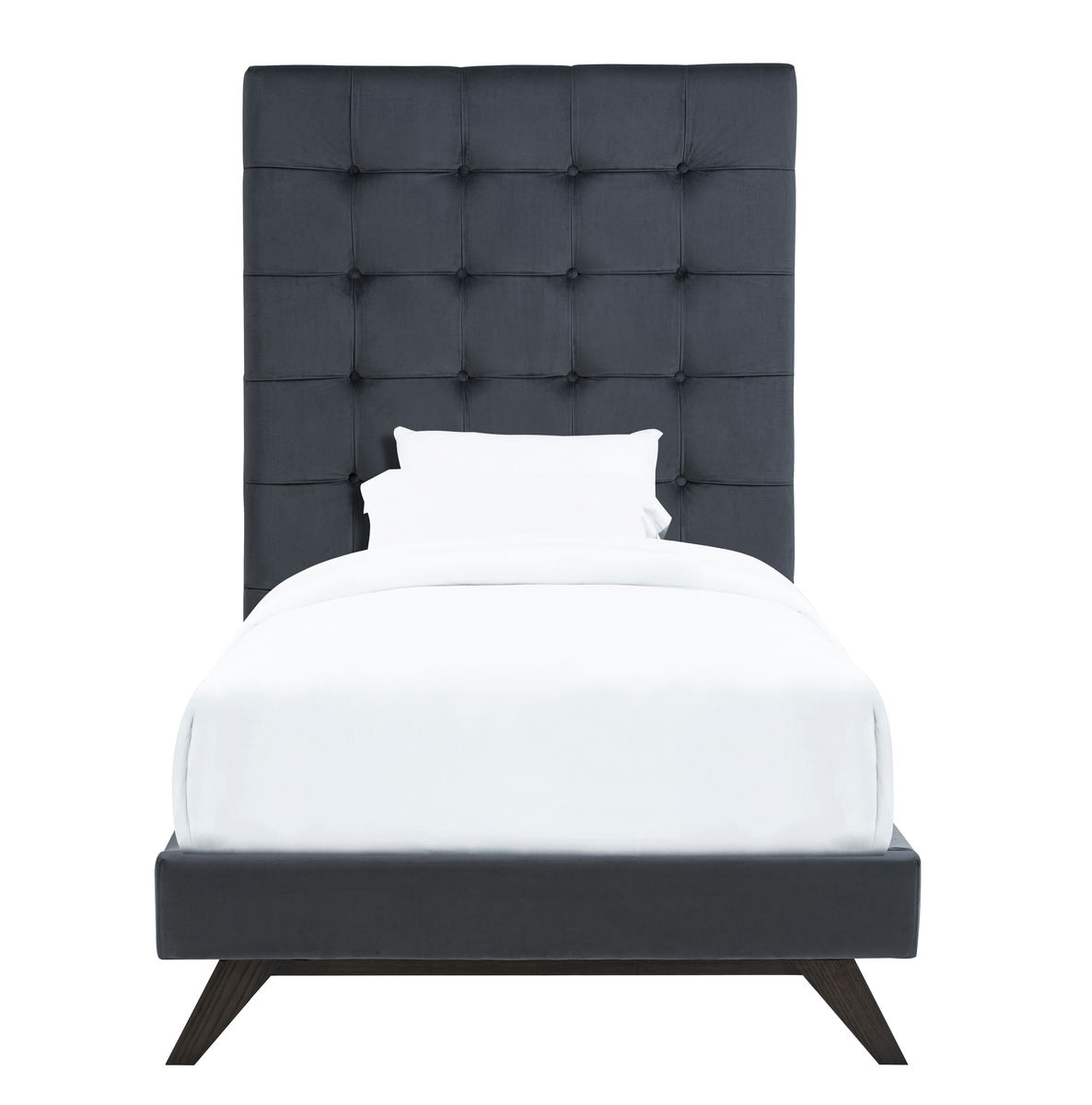 TOV Furniture Eden Grey Velvet Bed in Twin
