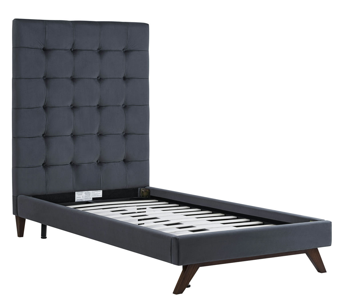 TOV Furniture Eden Grey Velvet Bed in Twin