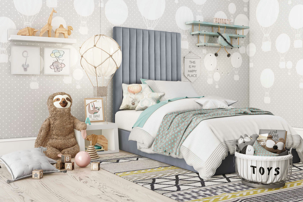 TOV Furniture Arabelle Grey Bed Twin