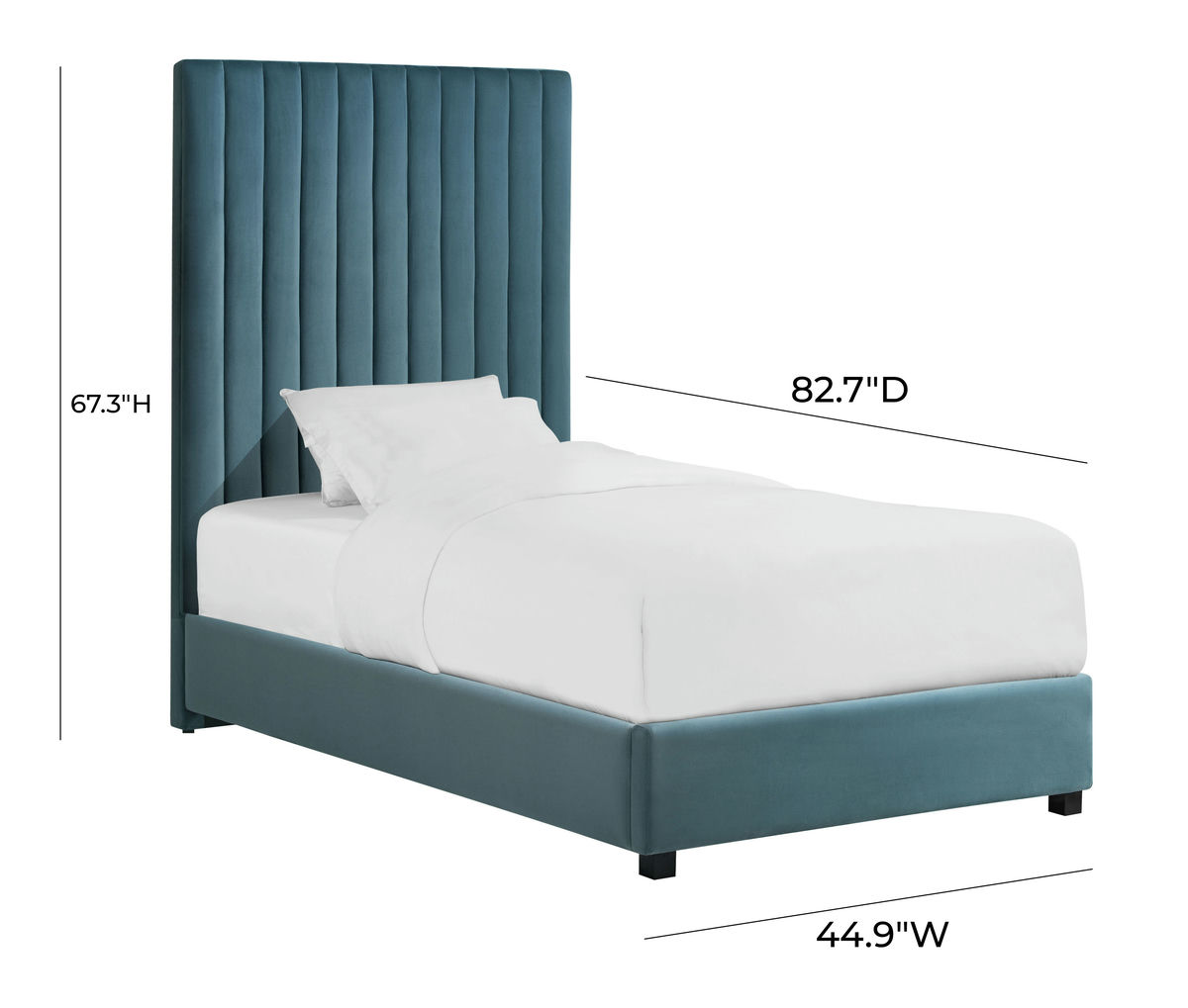 TOV Furniture Arabelle Sea Blue Bed in Twin