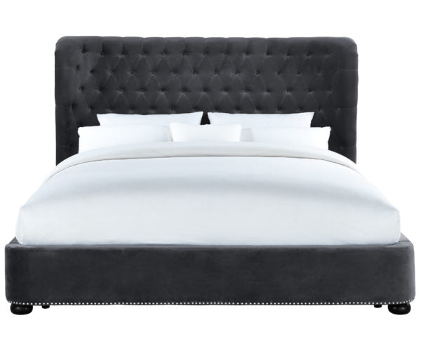 TOV Furniture Finley Grey Velvet Bed in Queen