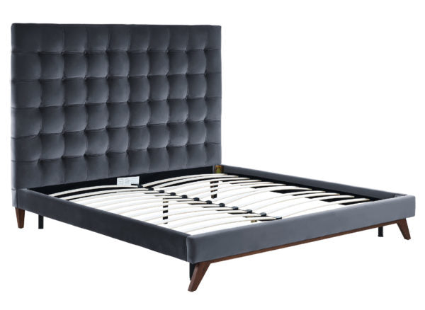 TOV Furniture Eden Grey Velvet Bed in Queen