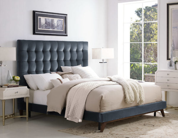 TOV Furniture Eden Grey Velvet Bed in Queen