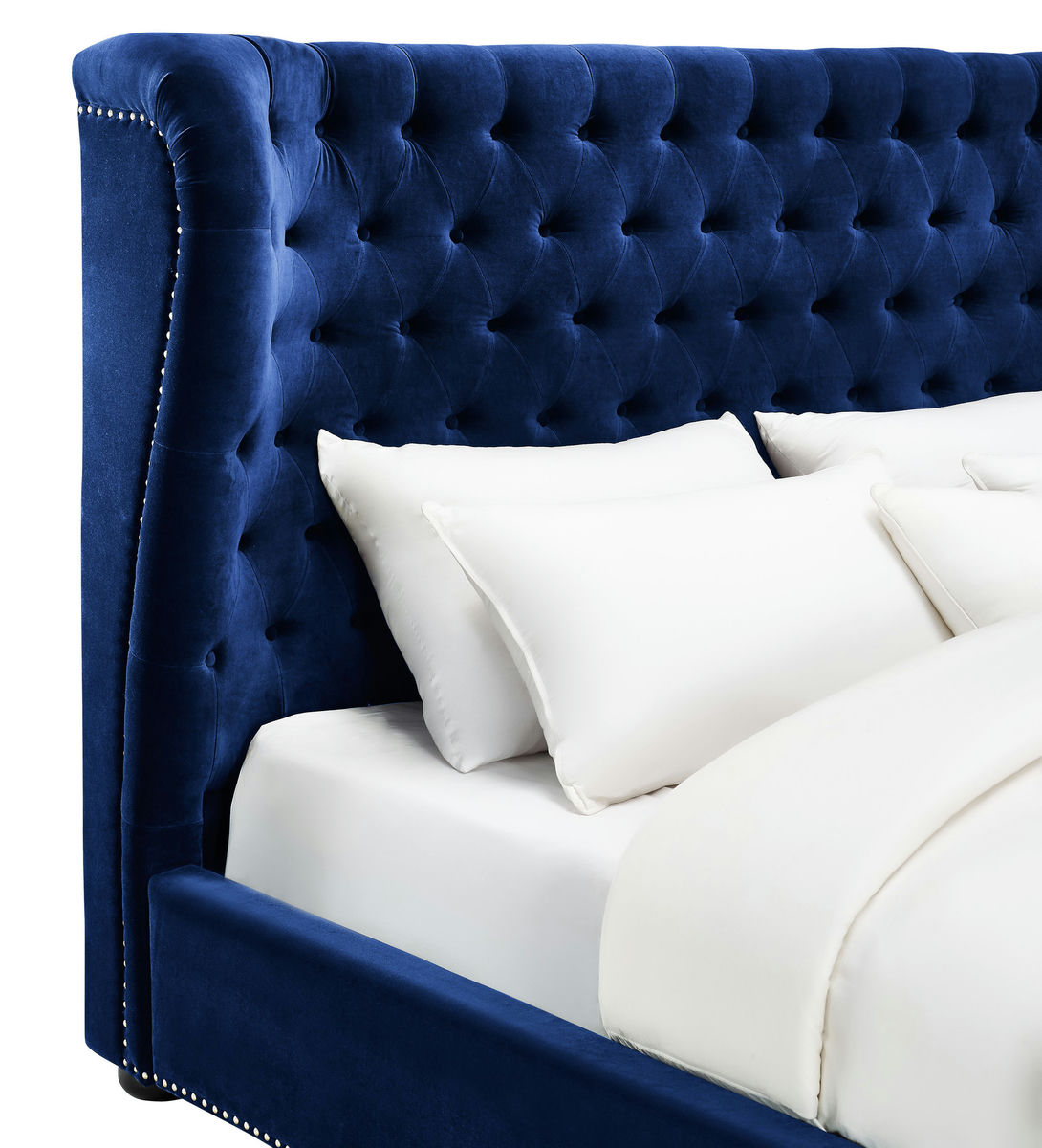 TOV Furniture Finley Blue Velvet Bed in Queen