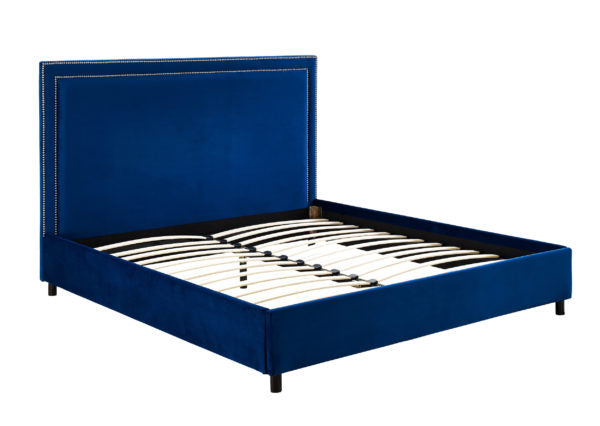 TOV Furniture Reed Navy Velvet Bed in Queen