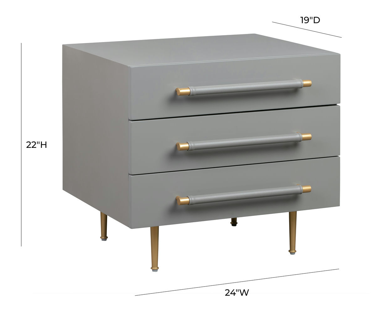 TOV Furniture Trident Grey Nightstand