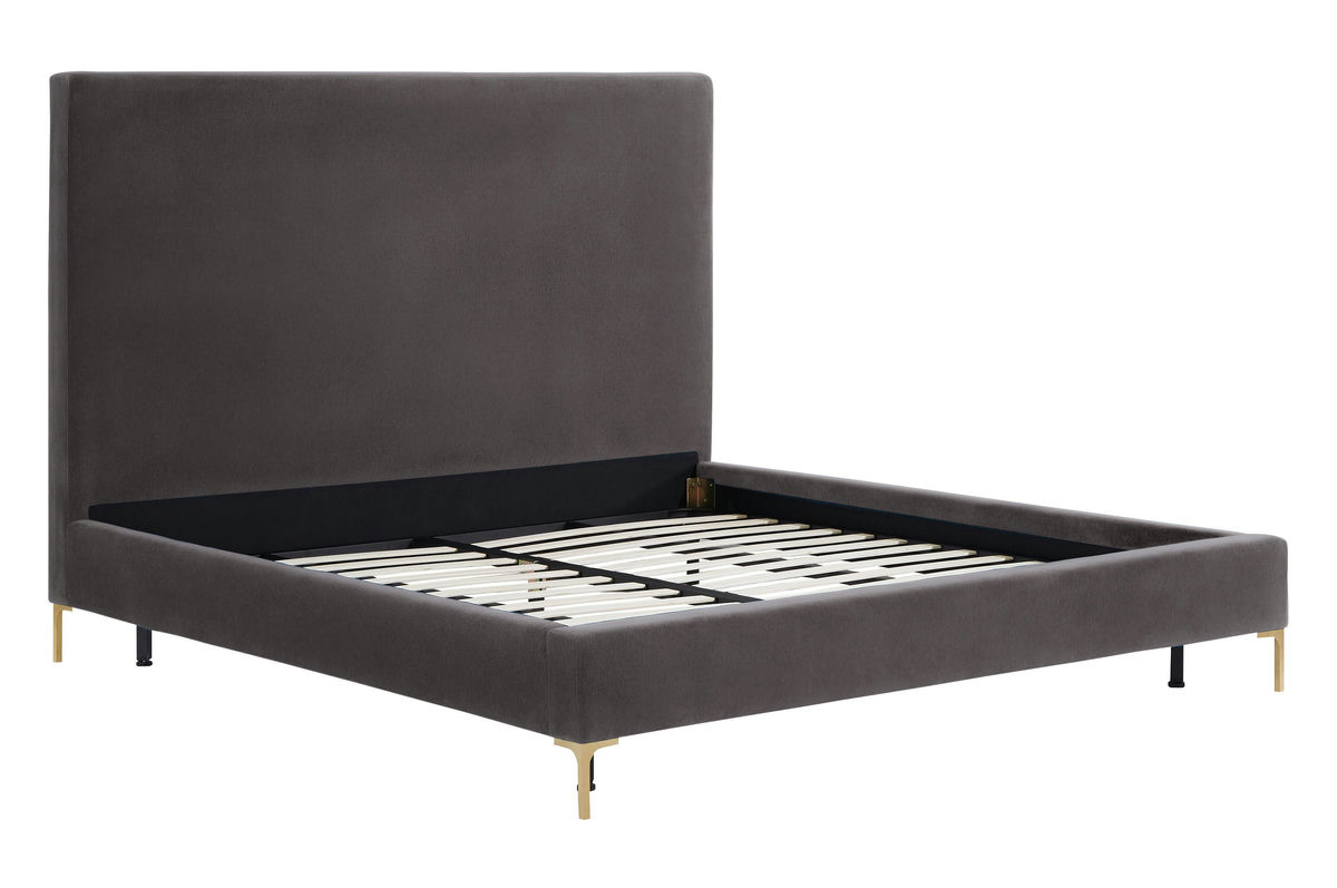 TOV Furniture Delilah Grey Velvet Bed in Queen