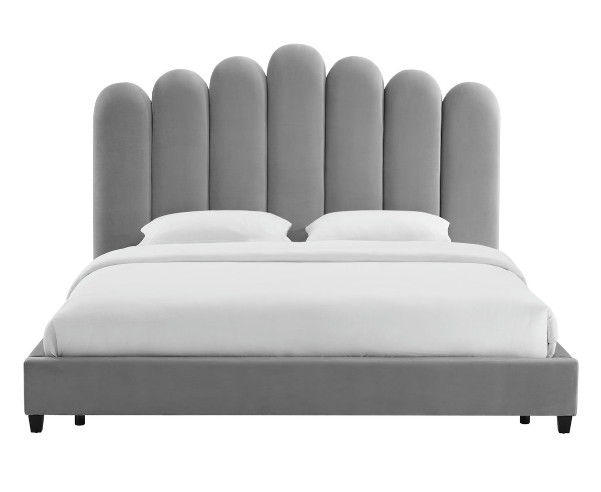 TOV Furniture Celine Grey Velvet Bed in Queen