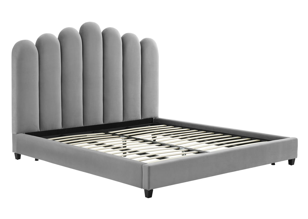 TOV Furniture Celine Grey Velvet Bed in Queen