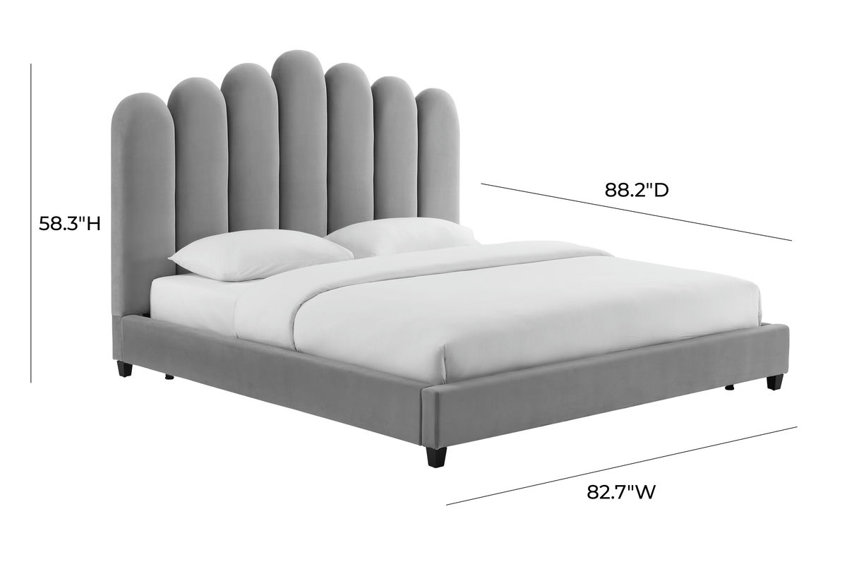 TOV Furniture Celine Grey Velvet Bed in King