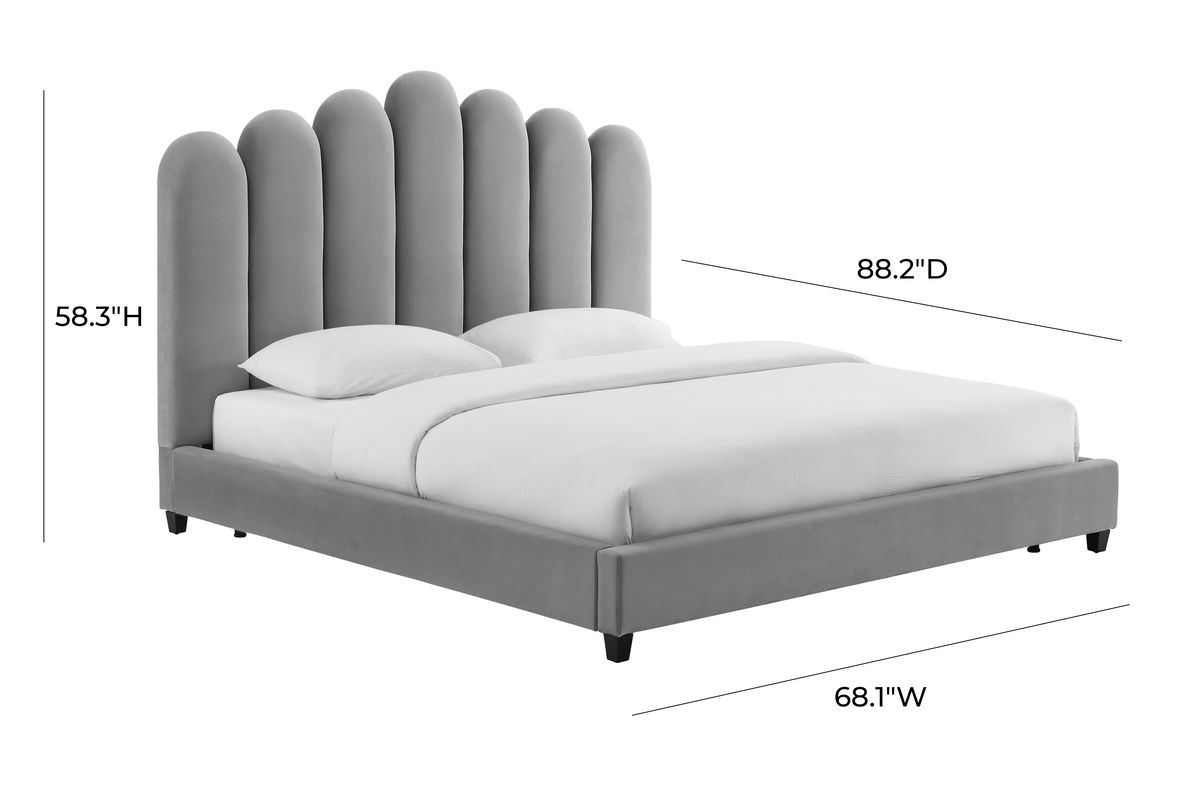 TOV Furniture Celine Grey Velvet Bed in Queen