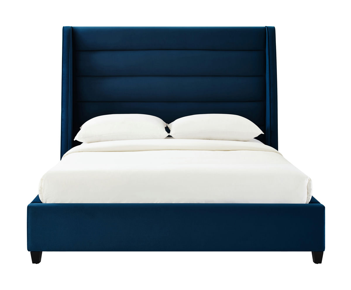 TOV Furniture Koah Navy Velvet Bed in Queen