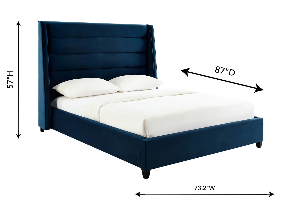 TOV Furniture Koah Navy Velvet Bed in Queen