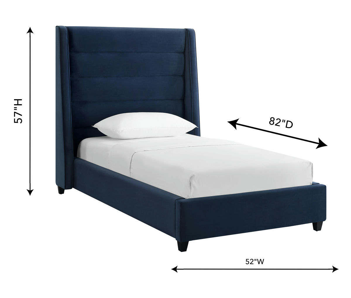 TOV Furniture Koah Navy Velvet Bed in Twin