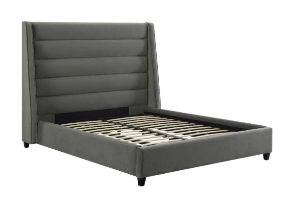 TOV Furniture Koah Grey Velvet Bed in King