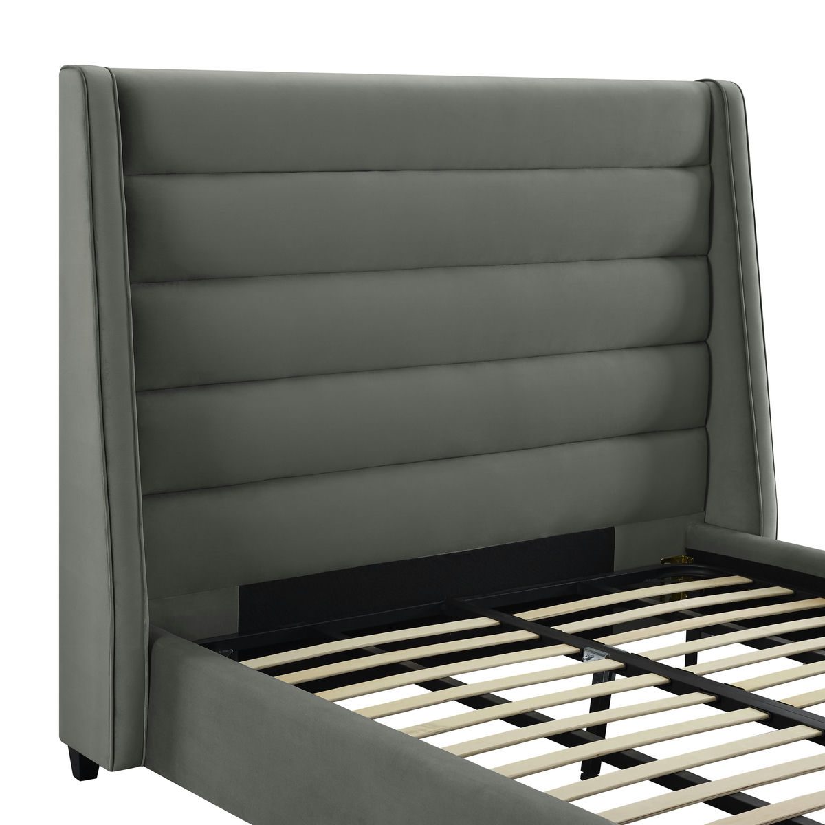 TOV Furniture Koah Grey Velvet Bed in Queen