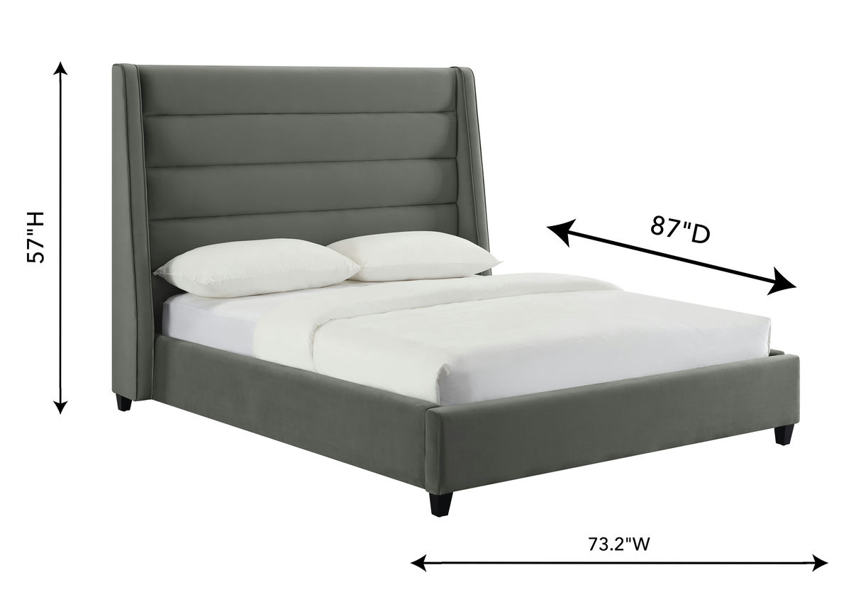 TOV Furniture Koah Grey Velvet Bed in Queen