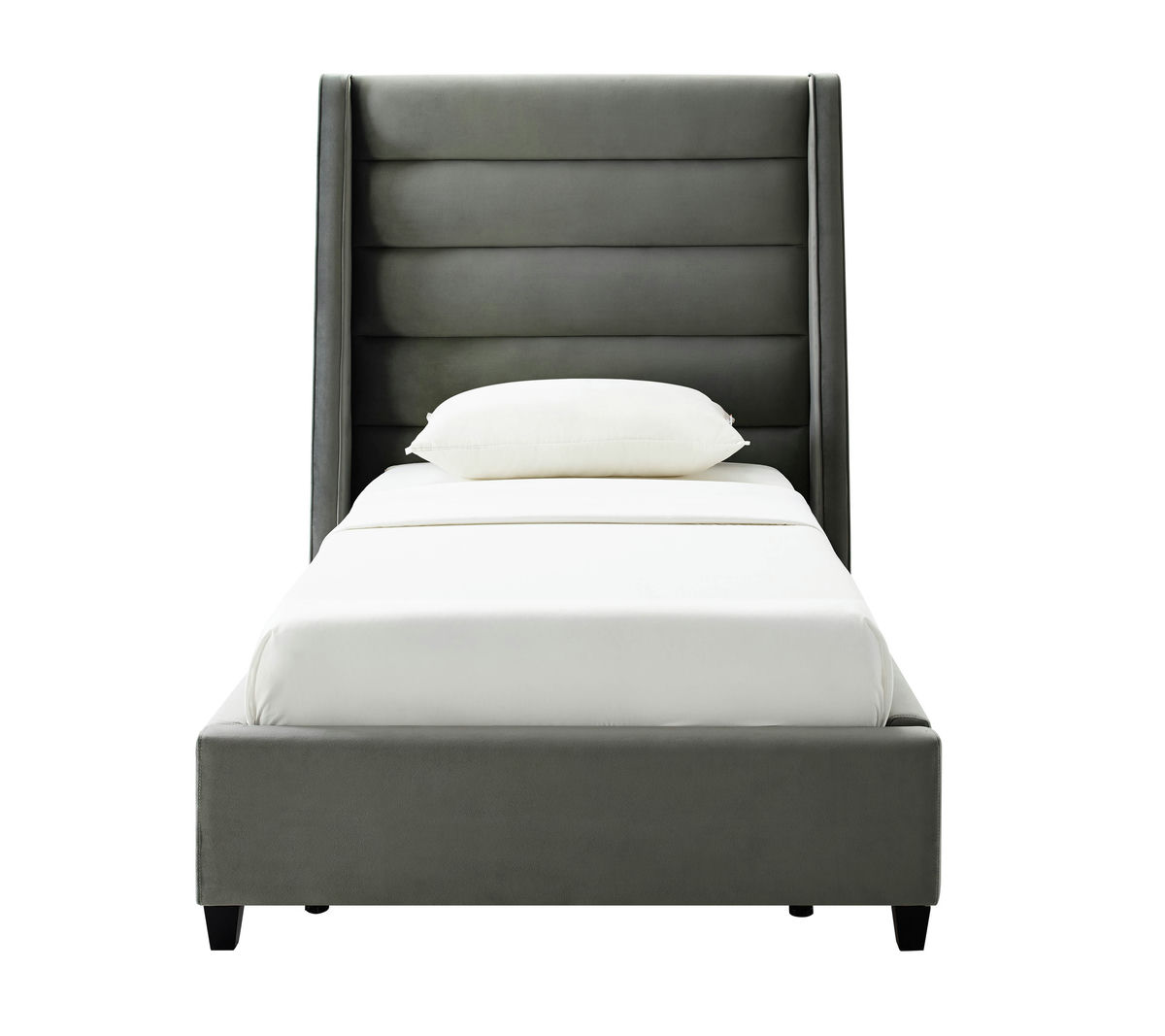 TOV Furniture Koah Grey Velvet Bed in Twin