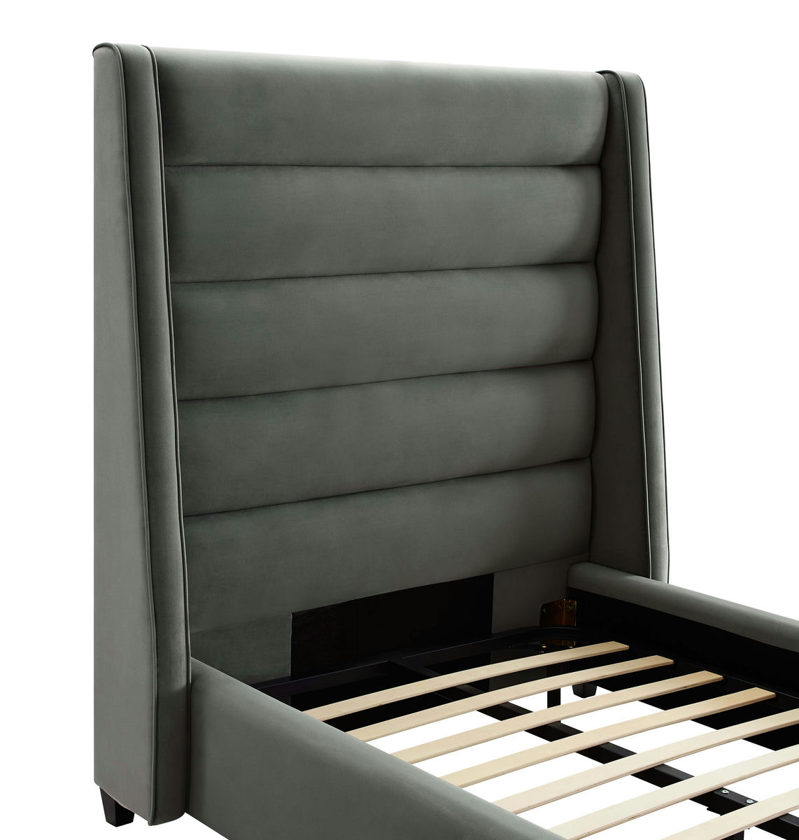TOV Furniture Koah Grey Velvet Bed in Twin